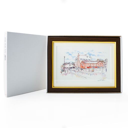 【八戸酒造】八戸の風景 複製画 26.5×36.0×3.0 800g 風景画 額付き マット 青森県 八戸市