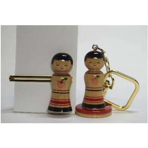 「こけス」ネクタイピン＆キーホルダー(赤りんご)_雑貨     装飾品・工芸品     装飾品・工芸品  服飾小物 _【1238392】