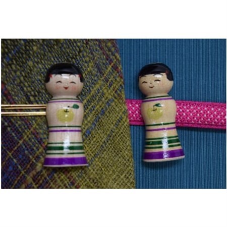 「こけス」ネクタイピン＆帯留め(緑りんご)_装飾品・工芸品     装飾品・工芸品  服飾小物 _【1238405】