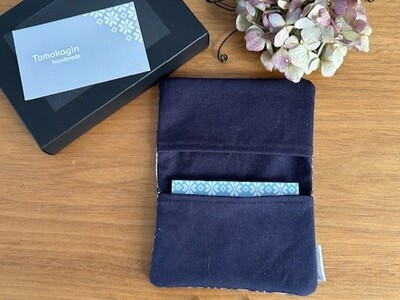 こぎん刺し　名刺入れ 紺×生成り カードケース ハンドメイド 手作り こぎん刺し名刺入れ ハンドメイド名刺入れ 青森 津軽 五所川原