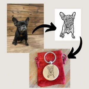 ペットとの思い出の写真　木製キーホルダー(彫刻)　2つ【1376851】