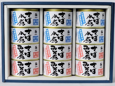 寒鯖限定品 さば缶詰水煮200g×6缶、みそ煮200g×6缶 ギフト箱入 | 青森