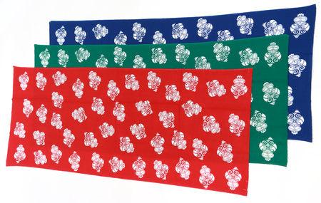 しゃこちゃん手ぬぐい 2枚セット (赤、青、緑の3色から2枚を選択)｜タオル ハンカチ ゆるキャラ 縄文 土偶 [0420]