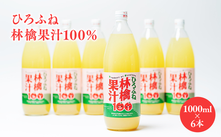 【レビューキャンペーン】ひろふね林檎果汁100％（ブレンド1L×6本入り）　【飲料類・果汁飲料・りんご・ジュース・果物類・林檎・リンゴ】[hi-0004-001]