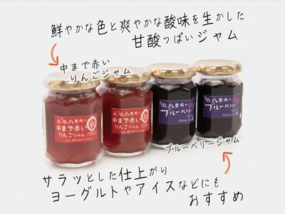 青森県産 果肉まで赤いりんごのジャムとブルーベリージャム 4個セット