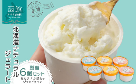 北海道 ナチュラルジェラート 厳選！6個セット（各2個） ジェラート ミルク ジャンドゥイア チョコ かぼちゃ アイス イタリアンジェラート デザート 北海道 函館市 ふるさと納税 お取り寄せ 送料無料_HD093-003