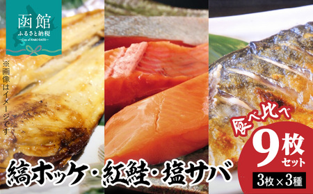 縞ホッケ・紅鮭・塩サバ食べ比べセット 縞ホッケ 紅鮭 塩サバ 魚 焼き魚 北海道 函館市 ふるさと納税 お取り寄せ 送料無料_HD069-015