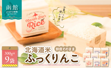 鮮度そのまま 北海道米ふっくりんこ(真空パック) 2合×9袋 お米 米 白米 北海道産 アウトドア キャンプ 函館 はこだて ふるさと_HD106-002