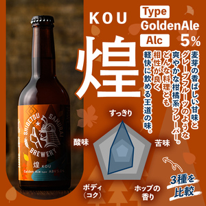 【B7061】クラフトビール定番3種6本セット(330ml×3種×各2本) ビール 麦芽 アルコール 瓶ビール 酒 お酒 飲み比べ セット【士別サムライブルワリー】