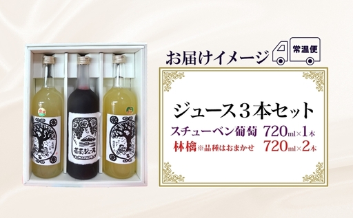  スチューベン 葡萄＆リンゴ ジュース セット ギフト 果実飲料 720ml 計3本 ぶどうジュース りんごジュース 100% ストレート 青森県産 詰め合わせ セット 林檎 葡萄 フルーツ ジュース ギフト 完熟 濃厚 ご当地 送料無料 青森県 鶴田町