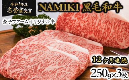 02402-0213】【12か月定期便】NAMIKI和牛ステーキ（250g×3枚／計9kg