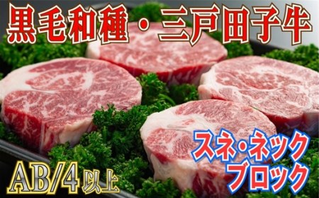 【黒毛和牛A4・B4等級以上】「三戸田子牛」スネ・ネックブロック650g