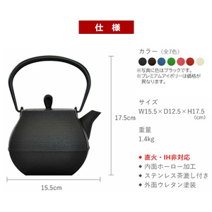 南部鉄器 ティーポット石庭0.7L（ブラック）