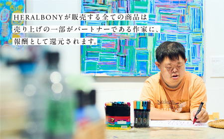 ヘラルボニー ハンカチーフ Minami Takahashi 「風のロンド」 ハンカチ ファッション コットン 大判 日本製 HERALBONY 岩手県 盛岡市