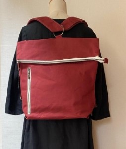2ウェイ チャーボウズリュック（2way Charbouz backpack） ファッション 鞄 ショルダーバッグ 防水加工 帆布 無地 男女兼用 A4収納 綿麻生地 真鍮金具  赤 10,220円