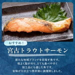 三陸宮古トラウトサーモン入り【加熱調理済み惣菜5種セット】_惣菜 サーモン さわら カレイ さば おかず セット 魚 切り身 加熱調理済み 西京焼き 煮物 しめさば 簡単調理 真空包装 小分け 冷凍 贈答 ギフト 送料無料_【配送不可地域：離島】【1260324】