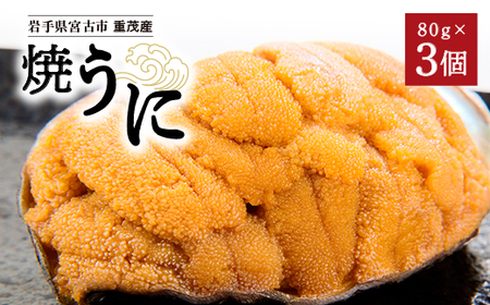 【三陸重茂産】高級珍味 無添加 焼うに 80g×3個 1個あたりにウニ5~6個分を贅沢に使用!_焼きうに3ヶ うにうにうにうにうに_【配送不可地域：離島】【1023929】