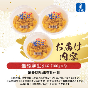 【2026年4月下旬以降順次発送】天然生うに100g×3パック岩手県産　ミョウバン不使用_生うに100g×3パック うにうにうにうにうに_【配送不可地域：離島・沖縄県・九州】【1625398】