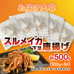 スルメイカ下足唐揚げ宮古産100g×5パック(500g)【配送不可地域：離島】【1668733】