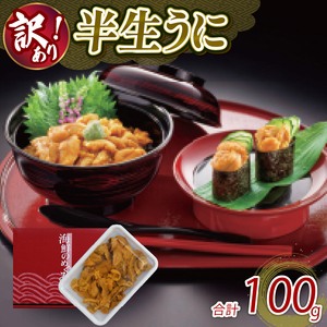 訳あり 半生うに 100g 冷凍 うに キタムラサキウニ ミョウバン不使用 生うに ウニ 雲丹 寿司 Sea urchin 新鮮 ごはん 夕飯 おかず おつまみ 晩酌 米 丼 海産物 海鮮 魚介 魚介類 大船渡 三陸 岩手県 国産 うに