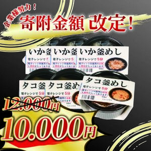 釜めし 6個 いか釜めし3個 タコ釜めし3個 電子レンジ 簡単 手軽 加工食品 魚貝類 海産物 海の幸 いか 烏賊 たこ 蛸 長期保存 防災 備蓄 常温 常温保存 岩手県 大船渡市