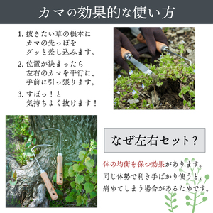 ギフト用 ステンレス 草取り カギカマ [右手用] [左手用] 各1本 計2本 道具 かぎかま 右手用 左手用 鎌 草刈り 草刈 ガーデニング 園芸 庭 手入れ 家庭菜園 園芸用品 日用品 掃除 日本製 鍛冶屋