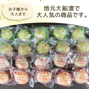 もちもちシュー 20個入 ( プレーン ゴマ 抹茶 チョコ ) お菓子 おかし 洋菓子 和菓子 和洋菓子 デザート スイーツ シュークリーム クリーム 個包装 抹茶 手土産 ギフト お土産 個包装 岩手県 大船渡市