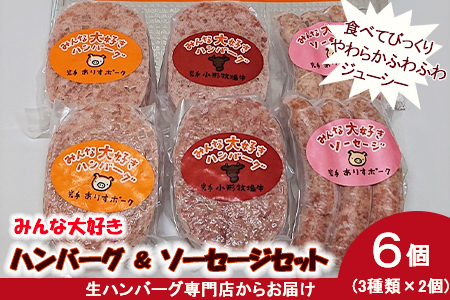 みんな大好き ハンバーグ （ビーフ・ポーク）&ソーセージセット 【1335】