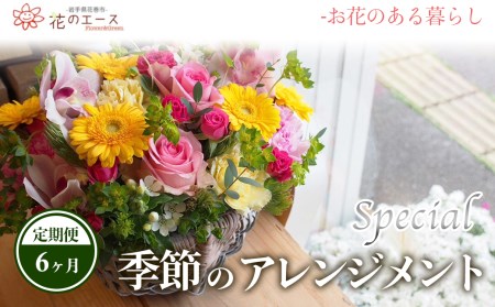 【6ヶ月定期便】季節のおまかせフラワーアレンジメント＜スペシャル＞【1491】