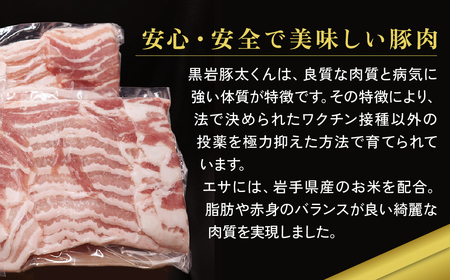 豚肉 バラ 1.2kg 300g × 4 セット | 黒岩豚太くん C0496