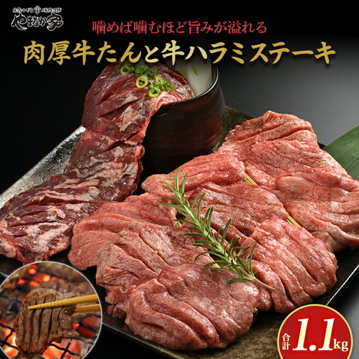 肉厚牛たん500gと牛ハラミステーキ600g（K6-032）KYフーズ 岩手県 北上市 E0281 （KYフーズ） 最高級 ボリューム満点 牛肉 牛タン 牛たん 牛ハラミ 牛はらみ