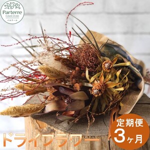 【定期便 / 3ヶ月】 ドライフラワー の 定期便 岩手県 北上市 G0127  （ パルテール )  花 観賞用 アレンジ プレゼント ギフト 誕生日 お祝い クリスマス 卒業 入学 バレンタインデー ホワイトデー 贈答 母の日 父の日 敬老の日 感謝 退院 快気祝い プロポーズ ご褒美 生花 季節の花 赤 白 黄色 ピンク オレンジ 青 紫 寄せ植え 鉢植え ガーデニング 庭 玄関 リビング 部屋 客間 オフィス 開店祝い 周年祝い 退職祝い 就職祝い 還暦 成人 記念日 花