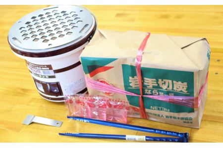 岩手切炭・七輪&市松鉄板のBBQセット
