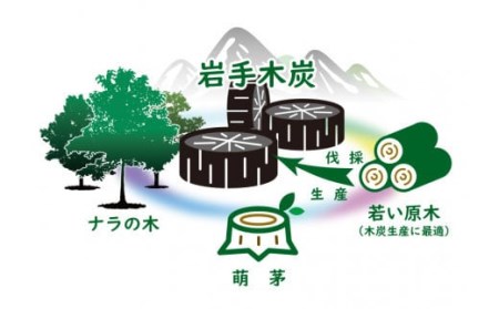 【囲炉裏・火鉢におすすめ!】岩手切炭・楢木灰セット(各3kg)