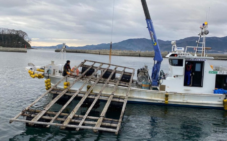 4回定期便【牡蠣の養殖棚を使用】 気仙杉の乾燥薪 3kg 〈 目安 : 10～15本 〉【 薪 養殖 いかだ キャンプ SDGs 岩手 陸前高田 】WOOD STOCK Dan RT2486