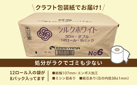 【ふるなびWEEK対象】大容量 トイレットペーパー 96ロール (12ロール×8袋) エコ 再生紙 100％ 備蓄 防災 無香料 SDGs 陸前高田市の古紙を使用 RT2633 FN-Limited-PR