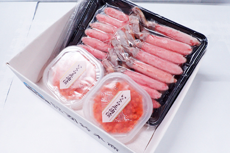 お刺身OK！生ずわいがに棒肉ポーション12～20本(計500g)、いくら醤油漬け(鮭卵)70g×2P(計140g) B-11103