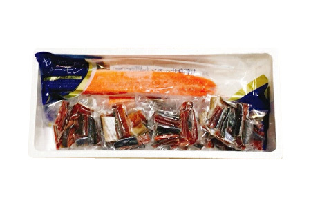 お刺身トラウトサーモン2~5本(計1kg)&鮭とば100g×9P F-09026