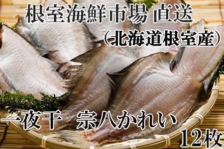 【北海道根室産】一夜干し宗八かれい12枚 G-14006