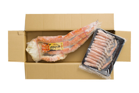ボイル済み本タラバガニ1.8～2kg、生ずわいポーション500g(25～30本) D-11051