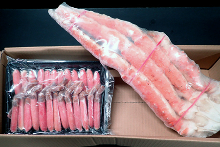 ボイル済み本タラバガニ1.8~2kg、生ずわいポーション500g(25~30本) D-14054