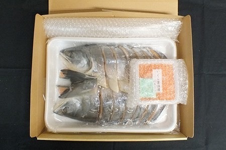 【12/31決済分まで1月中配送】 【北海道根室産】時しらず鮭1.5kg×1P・いくら醤油漬け50g×1P F-42013
