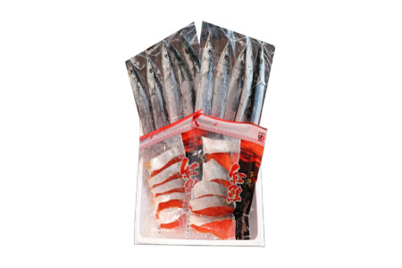 甘塩紅鮭5切×2P、冷凍生さんま5尾×2P A-30017