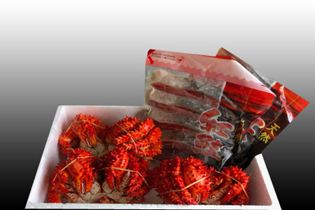 【12/31決済分まで1月中配送】 花咲かに3尾・甘塩紅鮭5切×2Pセット B-30011