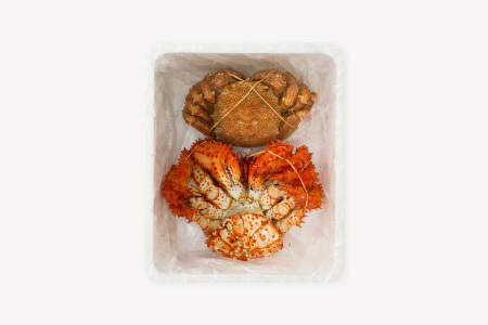 [12月21日決済分まで年内配送]花咲がに500g前後×1尾、毛がに350g前後×1尾セット A-54004