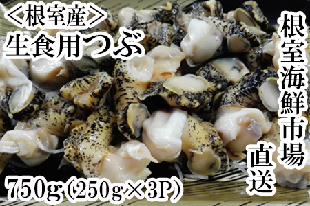 ＜12月8日決済分まで年内配送＞【北海道根室産】生食用灯台つぶ250g×3P(計750g) A-11120