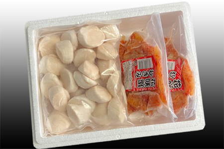 [12月21日決済分まで年内配送]花咲かにむき身300g×2P、ほたて貝柱500g×2Pセット D-30028