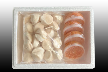 [12月21日決済分まで年内配送]いくら醤油漬け100g×4P、ほたて貝柱500g×2P D-70036
