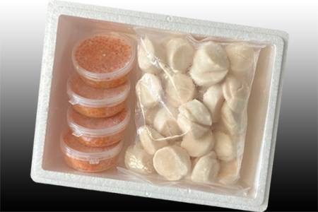 [12月21日決済分まで年内配送]いくら醤油漬け100g×4P、ほたて貝柱500g×2P D-36034