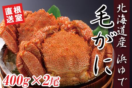 【北海道根室産】ボイル冷凍毛ガニ400g前後×2尾 C-90002